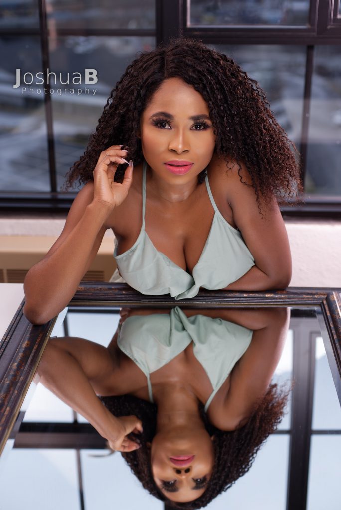 Abidemi Oke Nigerian model over mirror